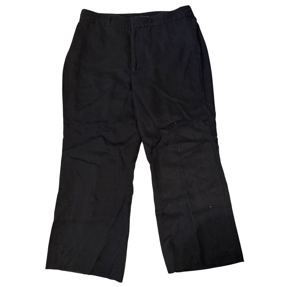 Lauren Ralph Lauren Dress Pants Womens 16 Black Excellent 100% Linen Wide‎ Leg